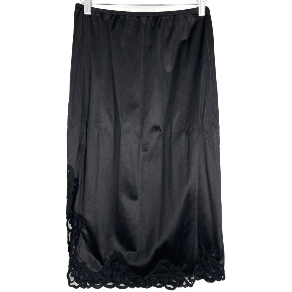 Vintage Cabernet Silky Black Lace Slip‎ Skirt Whimsigoth Fairy Grunge Emo Goth M
